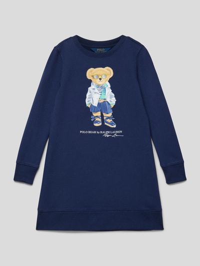 Polo Ralph Lauren Teens Sweatjurk met labelprint, model 'BEAR' Marineblauw - 1