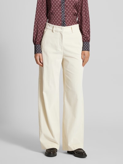 Weekend Max Mara Straight fit corduroy broek van zuiver katoen met steekzakken opzij, model 'TANIA' Ecru - 4