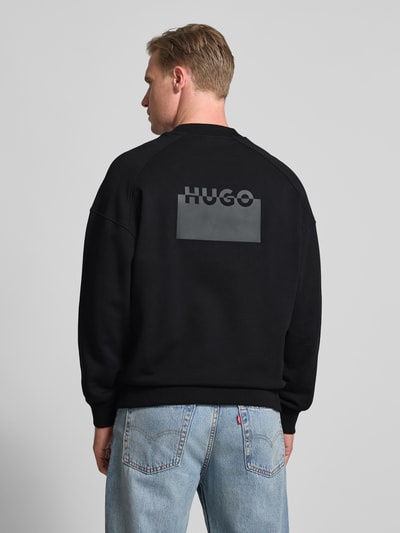 HUGO Regular Fit Sweatshirt aus reiner Baumwolle Modell 'DELASTCREW' Black 5