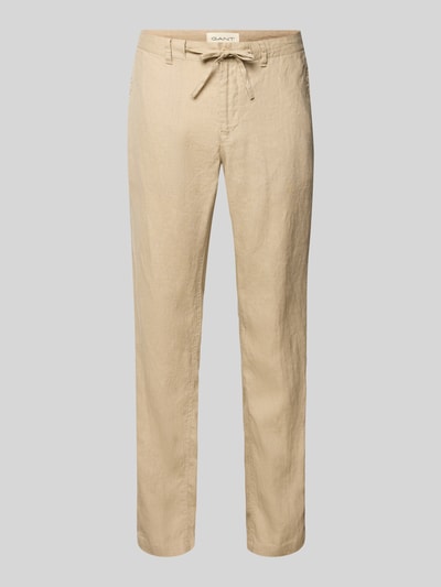 Gant Relaxed Fit Leinenhose mit Tunnelzug Beige 2