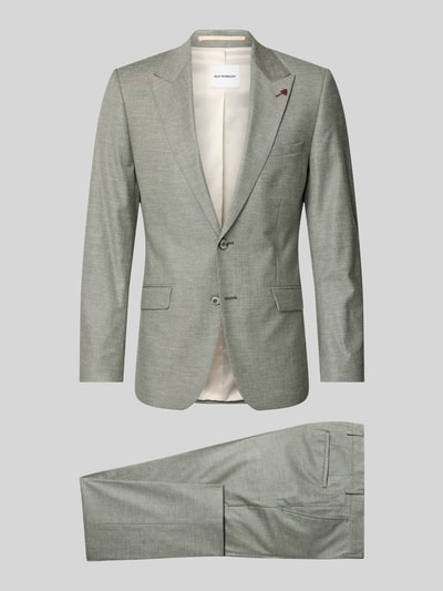 Produktfoto, Slim Fit Anzug aus schurwolmix met linnen van Roy Robson in lichtgrijs, 2-knoops colbert, persplooien pantalon, fijne textuur