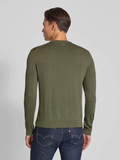 Napapijri Regular fit shirt met lange mouwen en logostitching, model 'Droz' Olijfgroen - 5