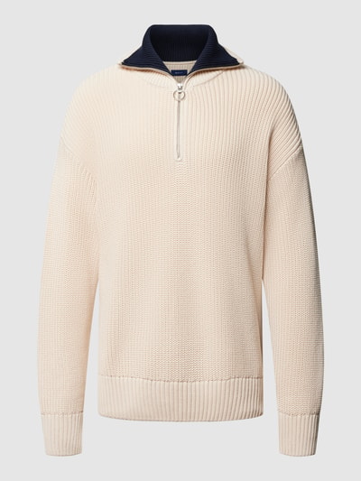 GANT Strickpullover mit Stehkragen Modell 'Rib Half' Sand 2
