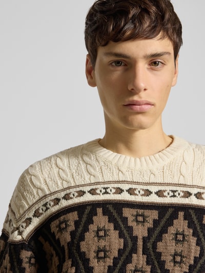 Redefined Rebel Sweter z dzianiny ze wzorem na całej powierzchni model ‘HENSON Złamany biały 3