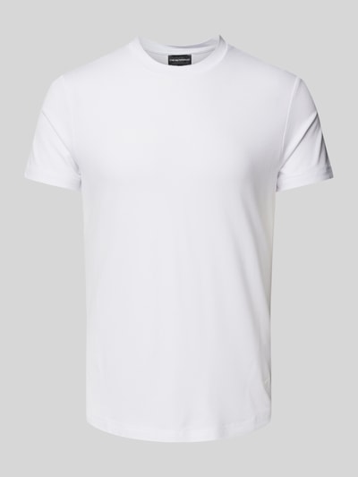 Emporio Armani T-Shirt mit geripptem Rundhalsausschnitt Offwhite 2