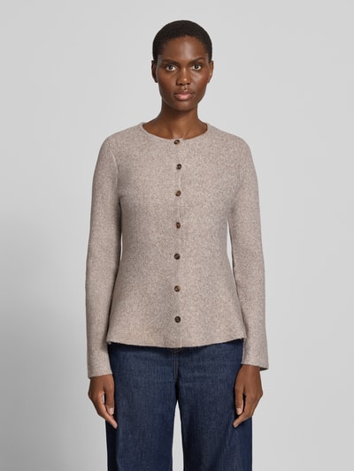 VERO MODA Regular fit gebreid jack met enkelrijige knoopsluiting model 'DOFFY' Taupe gemêleerd - 4
