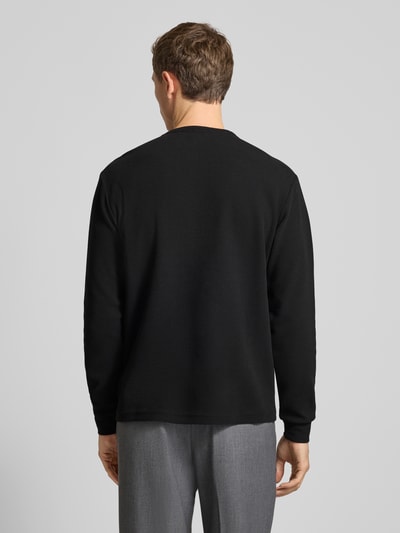 Drykorn Regular fit pullover met knoopsluiting, model 'Kilano' Zwart - 5