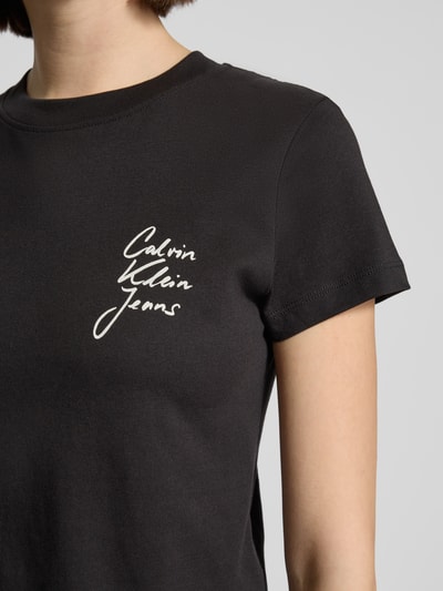 Calvin Klein Jeans T-shirt met labelprint Zwart - 3