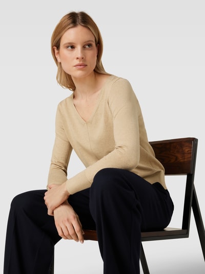 Esprit Strickpullover mit V-Ausschnitt Sand 3