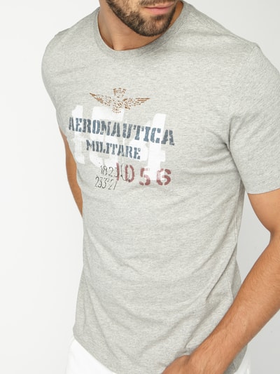 Aeronautica Militare T-Shirt mit Logo-Print Hellgrau Melange 4