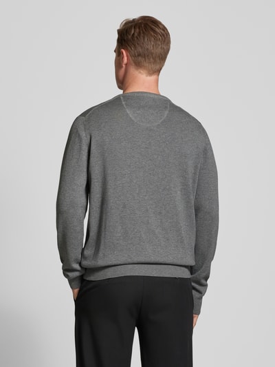 Fynch-Hatton Strickpullover mit Logo-Stitching Silber Melange 5