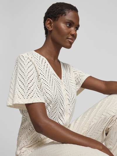 Vila Bluzka o kroju regular fit z dekoltem w serek model ‘DELAIA’ Écru 3