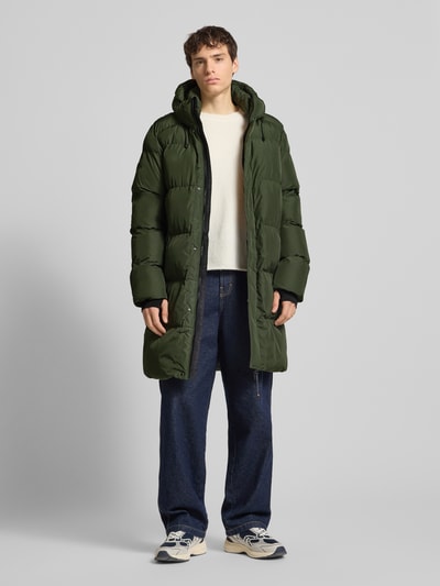 Superdry Płaszcz pikowany z kapturem i dwustronnym zamkiem błyskawicznym Oliwkowy 1