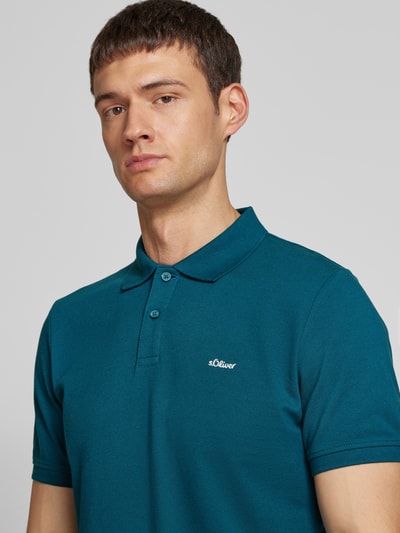 s.Oliver RED LABEL Regular Fit Poloshirt aus reiner Baumwolle mit Label Stitching Petrol 3