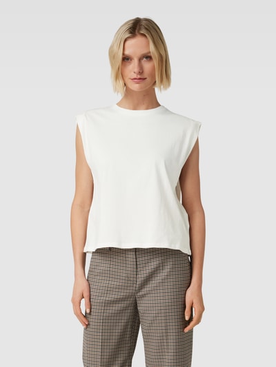 VERO MODA T-Shirt mit geripptem Rundhalsausschnitt Offwhite 4