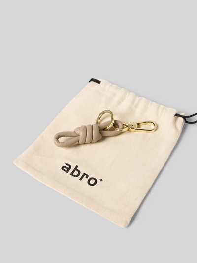 Abro Brelok do kluczy ze skóry naturalnej z wyhaftowanym logo Szarobrązowy 3