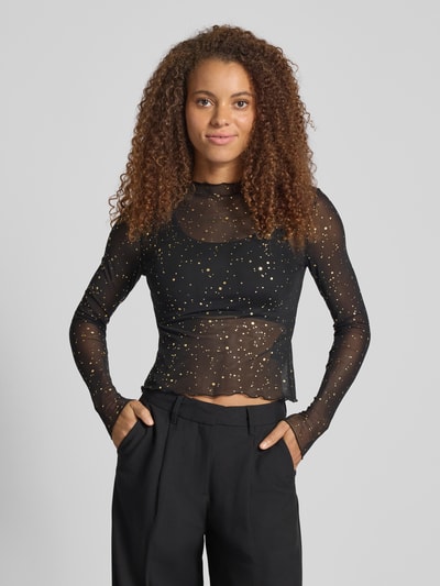 Noisy May Longsleeve mit Rundhalsausschnitt Modell 'STAR FOIL' Black 4