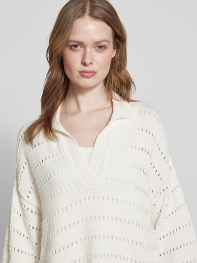 Smith and Soul Sweter z dzianiny z ażurowym wzorem Złamany biały 3