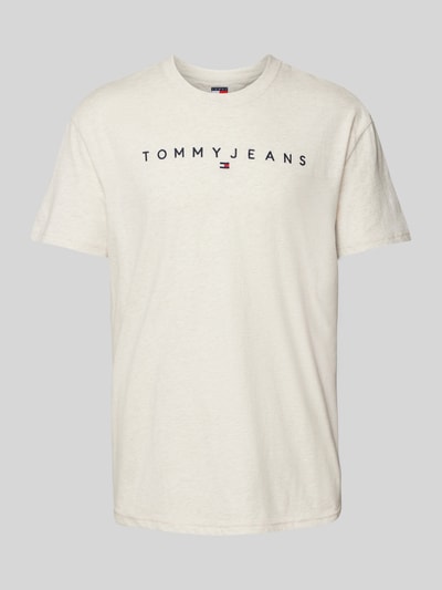 Tommy Jeans Regular Fit T-Shirt aus reiner Baumwolle mit Label Stitching Offwhite Melange 2