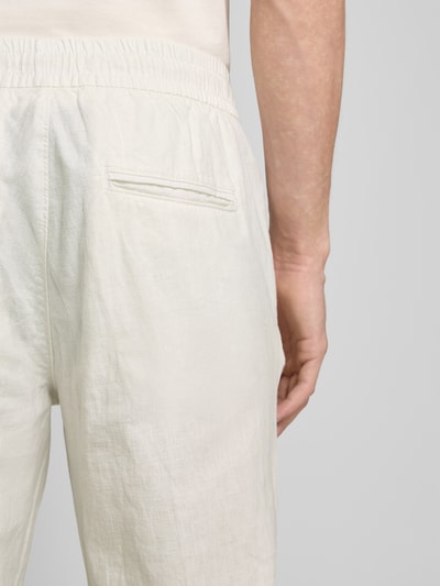 Matinique Regular fit linnen broek met elastische band, model 'barton' Offwhite - 3