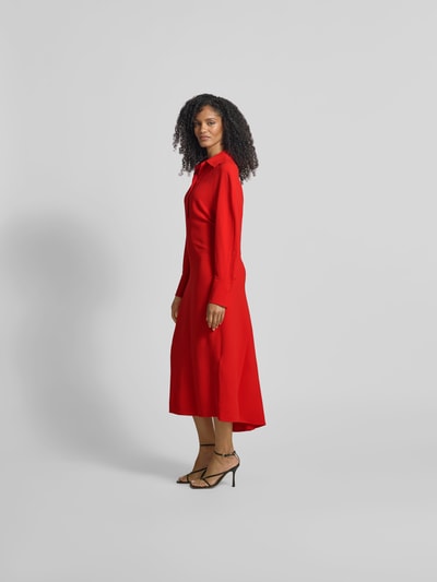Victoria Beckham Midikleid mit Resortkragen Rot 1