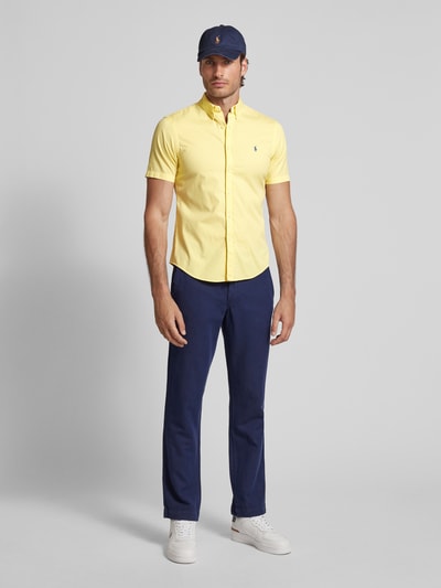 Polo Ralph Lauren Koszula casualowa o kroju slim fit z rękawem o dł. 1/2 Żółty 1