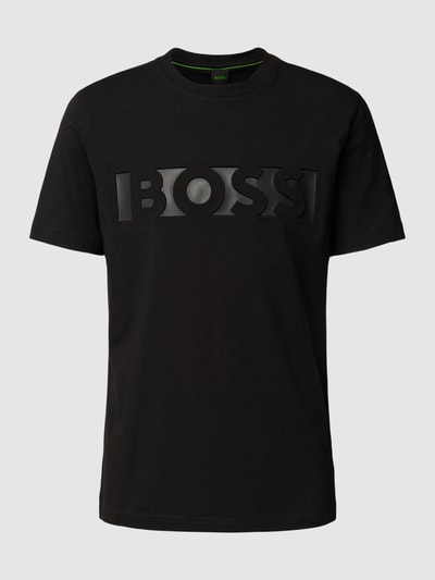 BOSS Green T-Shirt mit Label-Print und Rundhalsausschnitt Black 2