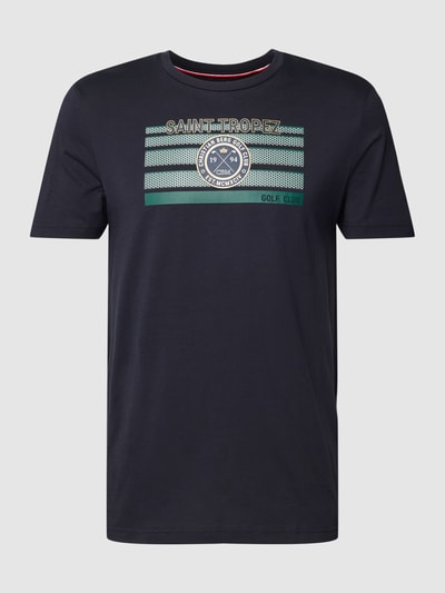 Christian Berg Men T-shirt met labelprint Marineblauw - 2