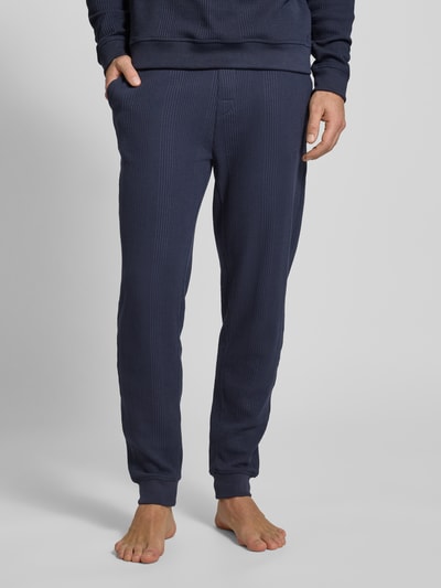 BOSS Sweatpants met labeldetails, model 'Structure' Marineblauw - 4