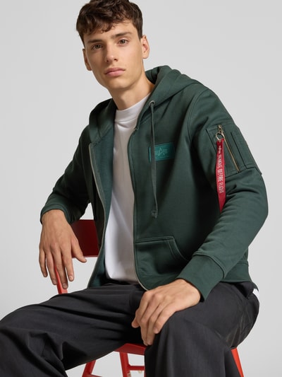 Alpha Industries Sweatjacke mit Logo-Patch und Känguru-Tasche Petrol 3