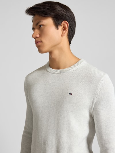 Tommy Jeans Regular fit gebreide pullover van zuiver katoen Lichtgrijs gemêleerd - 3