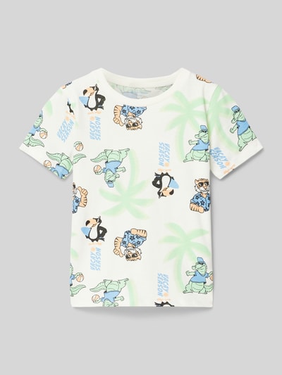 Tom Tailor T-shirt met all-over motiefprint Offwhite - 1