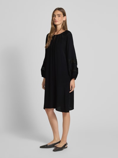 comma Knielanges Kleid aus Viskose mit Schlüsselloch-Ausschnitt Black 1