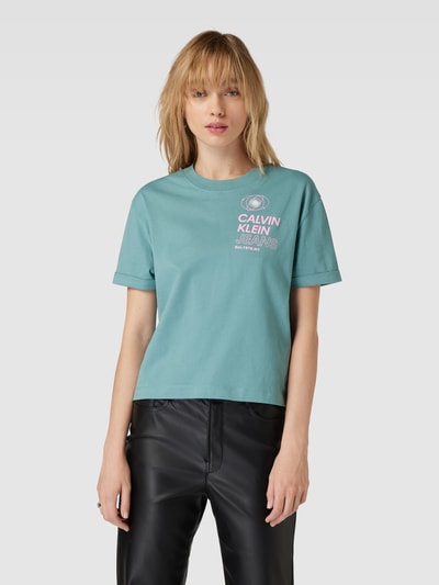 Calvin Klein Jeans T-shirt met motief- en labelprint, model 'FUTURE FADE' Rietgroen - 4