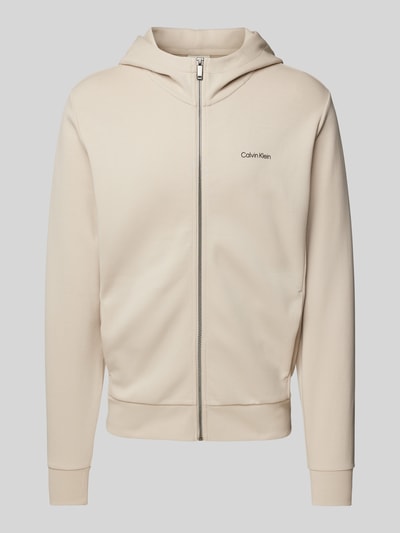 CK Calvin Klein Sweatjacke aus Viskose mit Label-Print Beige 2