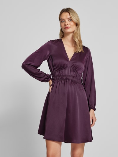 BOSS Orange Knielangees Kleid mit V-Ausschnitt Modell 'DANNYS' Aubergine 4