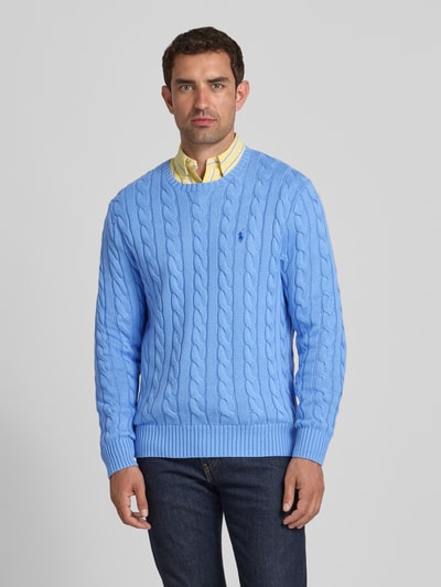 Polo Ralph Lauren Strickpullover mit Zopfmuster Modell 'DRIVER' Bleu 4
