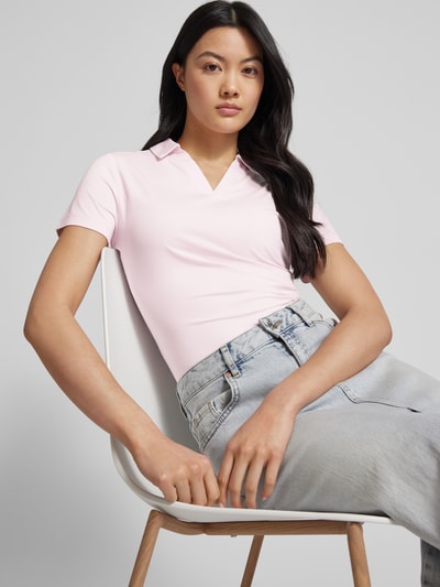 comma Casual Identity T-shirt met platte kraag Roze - 3