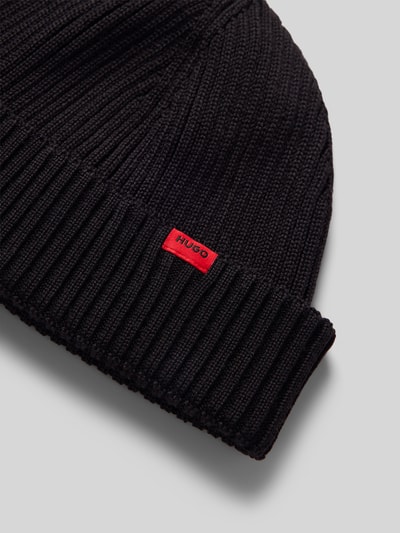 HUGO Czapka beanie z detalem z logo model ‘Xush’ Czarny 2