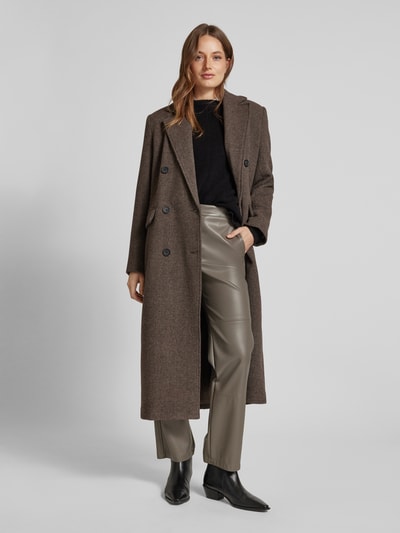 MaxMara Leisure Straight Fit Stoffhose in Leder-Optik Modell 'STRUZZO' Hazel 1