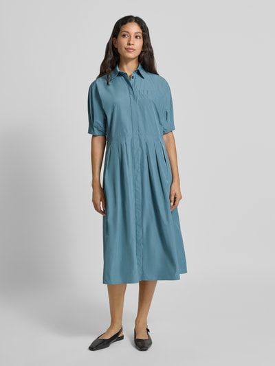 MM Sukienka koszulowa o lekko rozkloszowanym kroju z krytą listwą guzikową model ‘CADMIO’ Jasnoniebieski 4