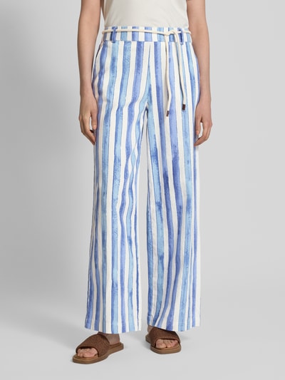 Christian Berg Woman Wide Leg Leinenhose mit Bindgegürtel Sky 4