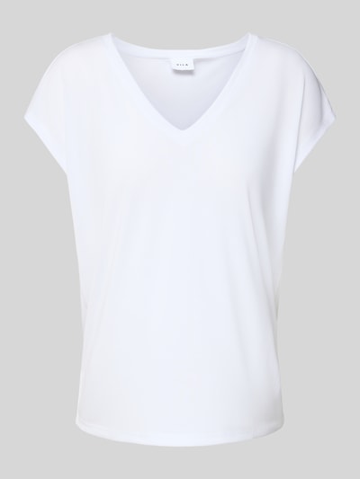 Vila T-Shirt mit V-Ausschnitt Modell 'modala' Offwhite 2
