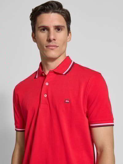 Christian Berg Men Poloshirt met labelstitching Rood - 3