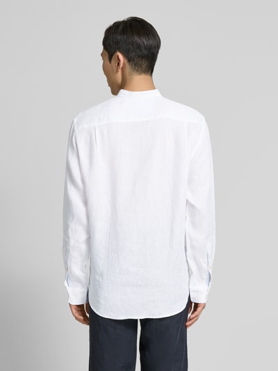 Christian Berg Men Regular Fit Leinenhemd mit Stehkragen Weiss 5