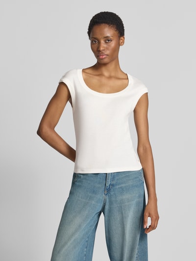 Closed skinny fit t-shirt van mix van katoen en modal Offwhite - 4