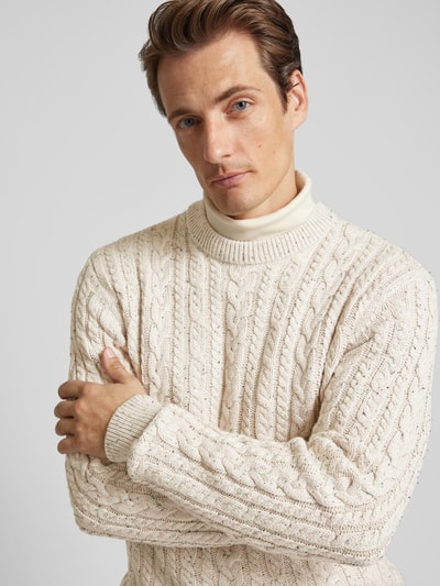 Casual Friday Strickpullover mit gerippten Abschlüssen Modell 'Karl' Sand 3