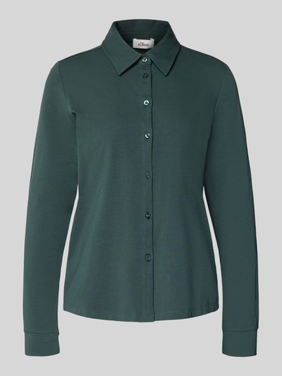 s.Oliver RED LABEL Regular fit overhemdblouse van katoenmix Donkergroen - 2