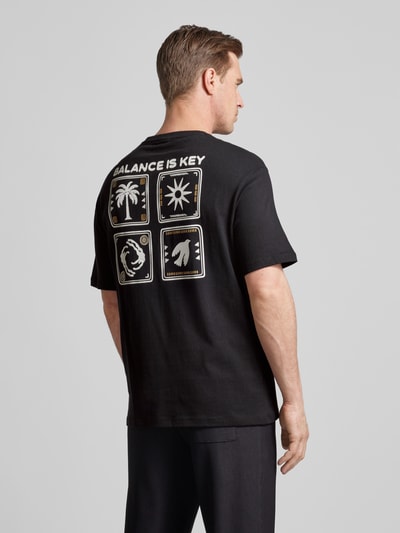 SELECTED HOMME T-shirt z nadrukiem ze sloganem Czarny 5