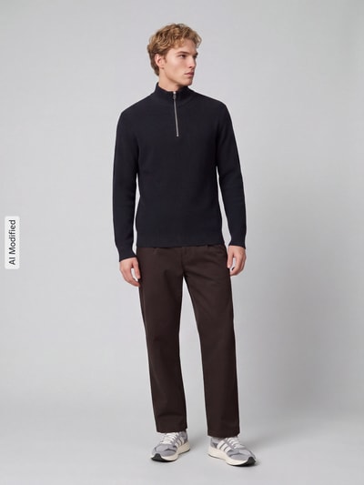 ONLY & SONS Regular Fit Troyer aus Baumwoll-Mix Modell 'PHIL' Dunkelblau 1
